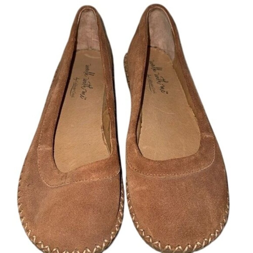 Walk With Me By Coldwater Cook Tan Suede Leather Flats Womens Shoes Size 7